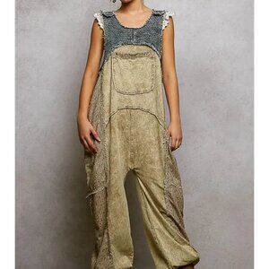 Pol Big Pocket French Terry Jogger Overalls NEW